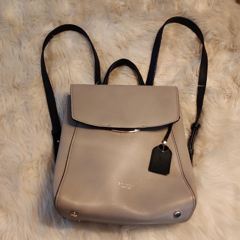 EUC..  Kate Spade Grace Medium Backpack Leather Beige Colorblock Womens Flap